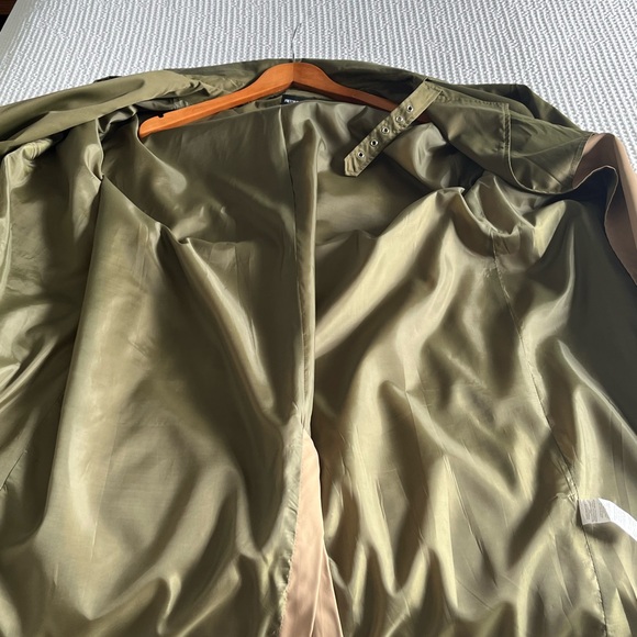 Khaki Contrast Oversized Belted Midi Trench Coat - Picture 9 of 12